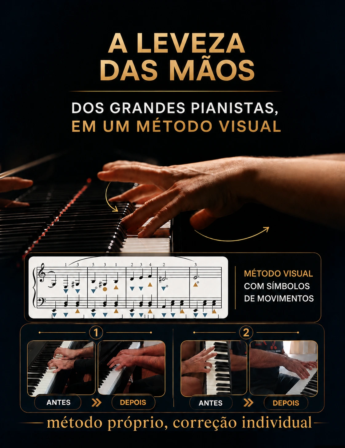 A leveza dos grandes pianistas transformada em método